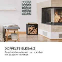 Kindlewood S Black Kaminholzregal Mit Sitzbank -Blumfeldt Verkaufsgeschäft 10035760 de 0002 logo 1