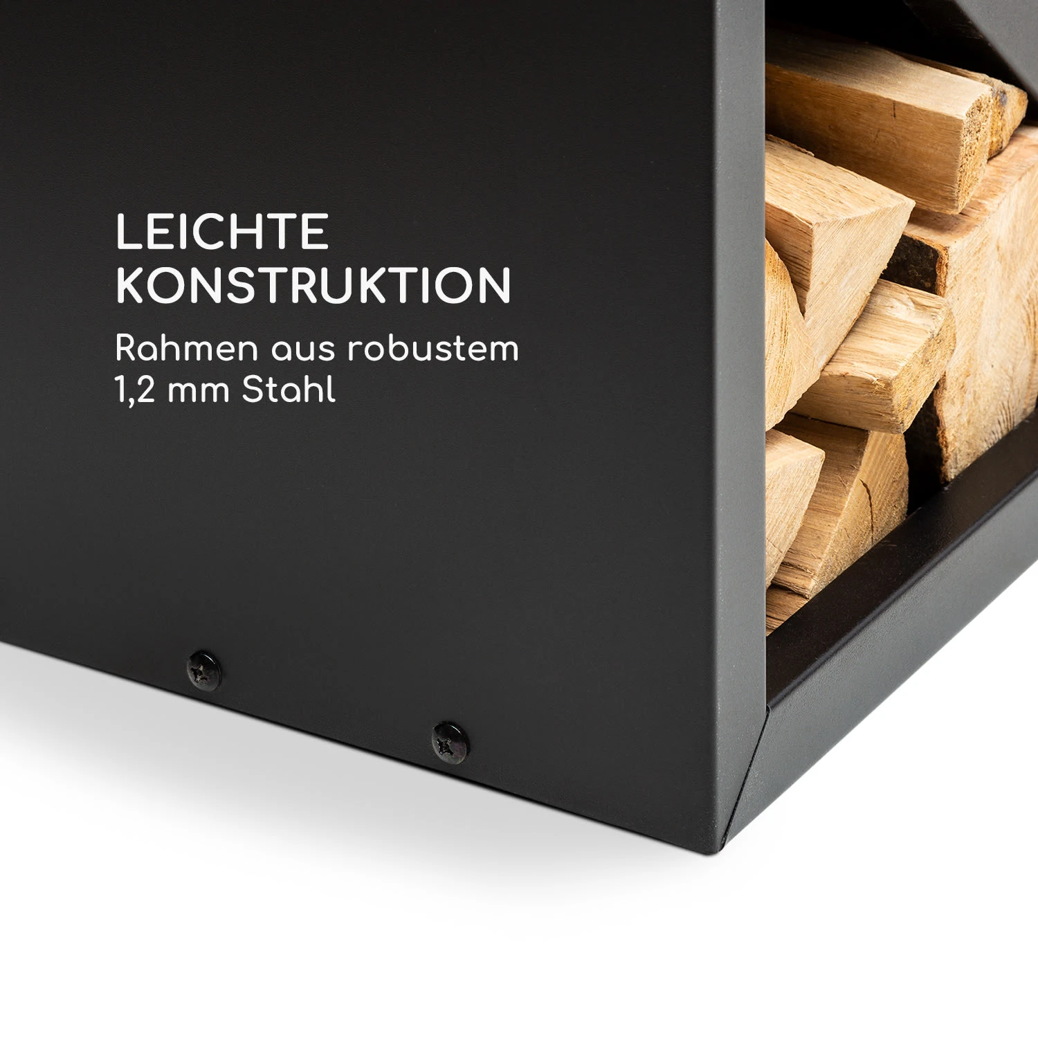 Kindlewood L Black Kaminholzregal Mit Sitzbank 7 Kindlewood L Black Kaminholzregal Mit Sitzbank – Bild 5