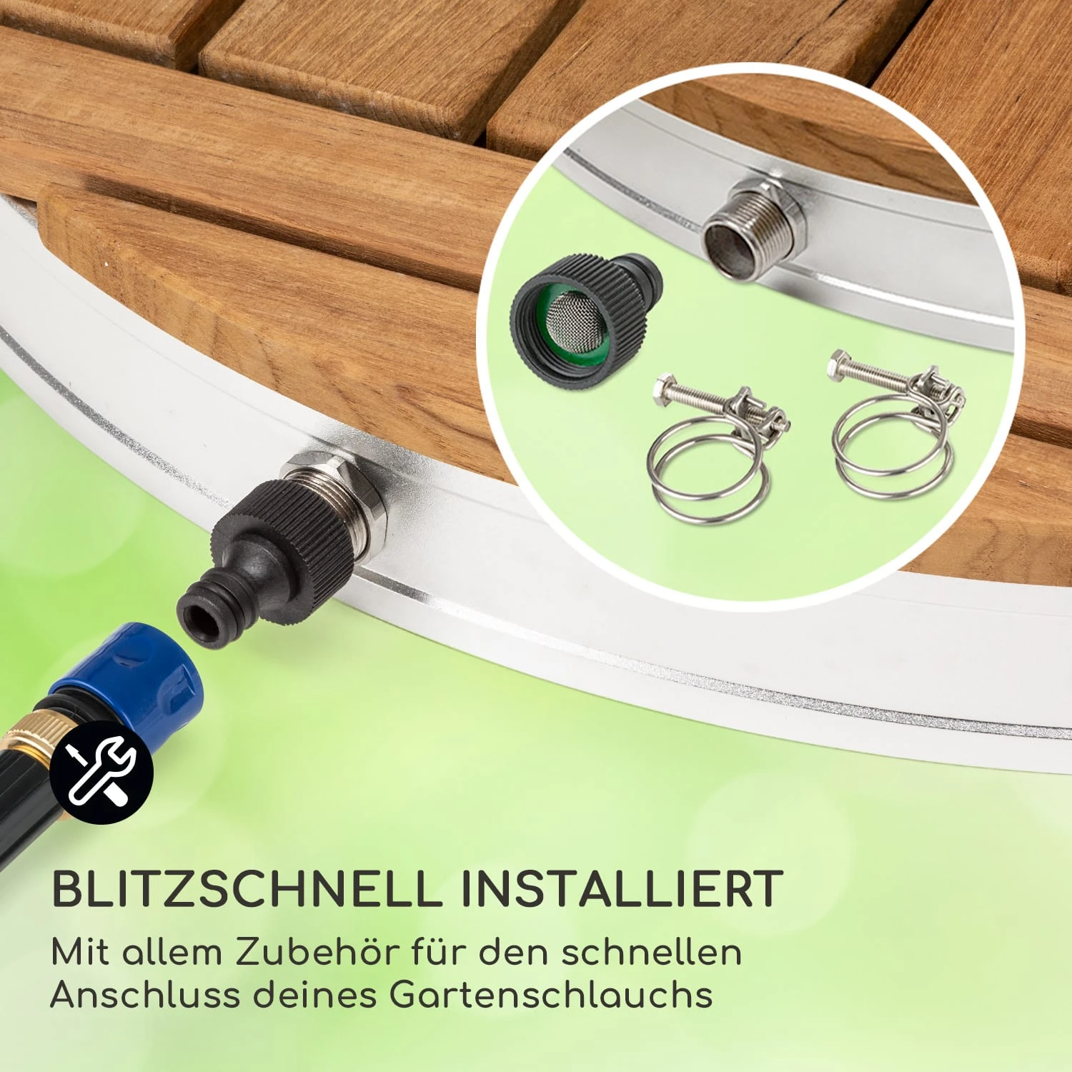 Sumatra Teak Round Gartendusche 7 Sumatra Teak Round Gartendusche – Bild 5