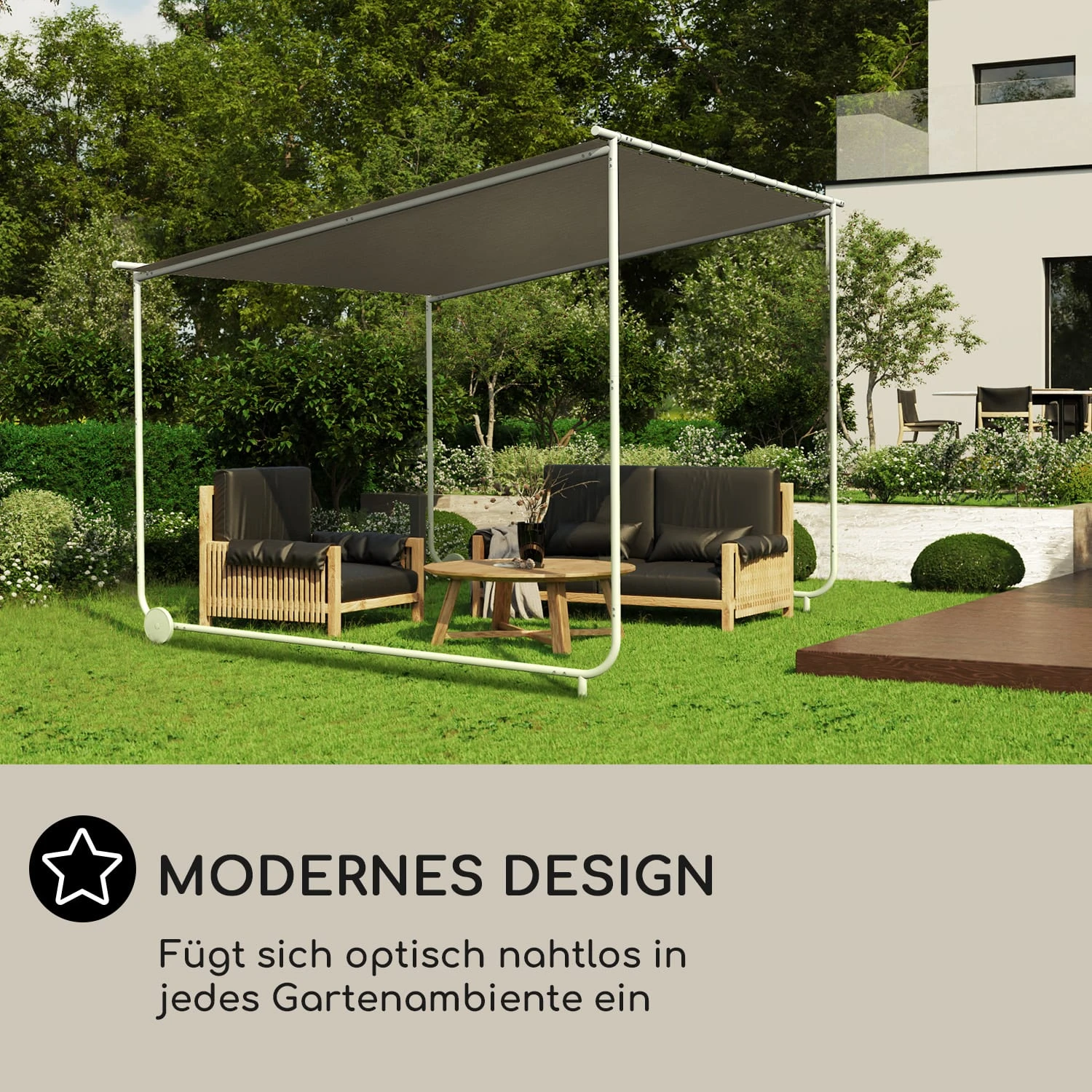 Nantes Pavillon Gazebo Sonnendach 3x3m Polyester 7 Nantes Pavillon Gazebo Sonnendach 3x3m Polyester – Bild 5
