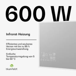 [Wiederverpackt] Infrared Heater | Smart Mirror | Infrarot | 600 W | IP44 -Blumfeldt Verkaufsgeschäft 10046459 de 0002 usp