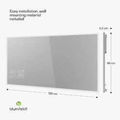 [Wiederverpackt] Infrared Heater | Smart Mirror | Infrarot | 600 W | IP44 -Blumfeldt Verkaufsgeschäft 10046459 yy 0011 dimensions