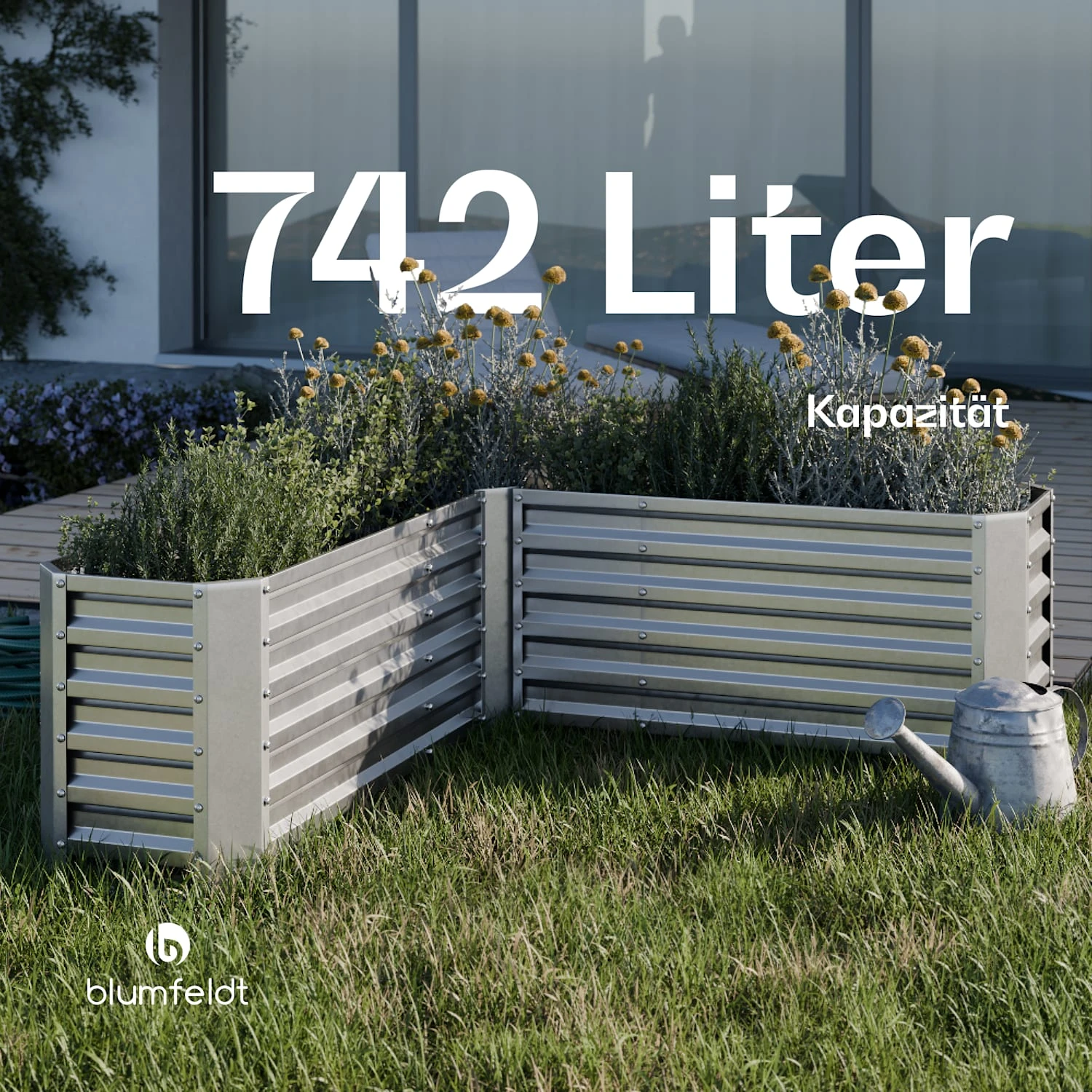 Flexgrow 160x160x60 Cm Hochbeet Silber 7 Flexgrow 160x160x60 Cm Hochbeet Silber – Bild 5